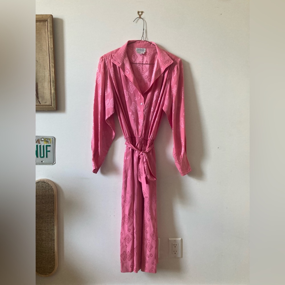 Vintage Silk Studio 100% Pink Silk Dress.